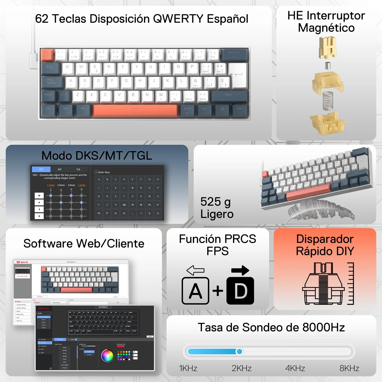 FIZZ K617 HE 60% Teclado Gaming Efecto Hall QWERTY - Image 2