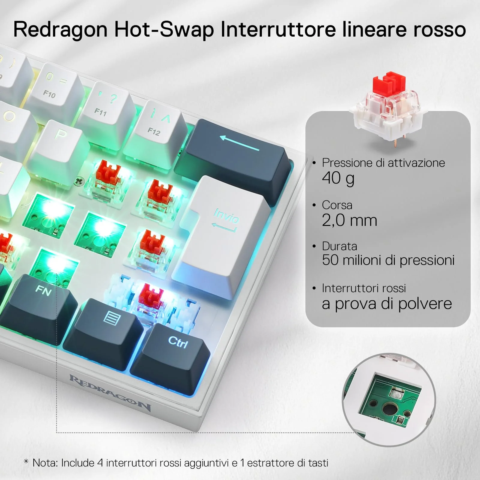 FIZZ K617 60% Tastiera Meccanica Gaming QWERTY – Bianco & Blu - Image 4