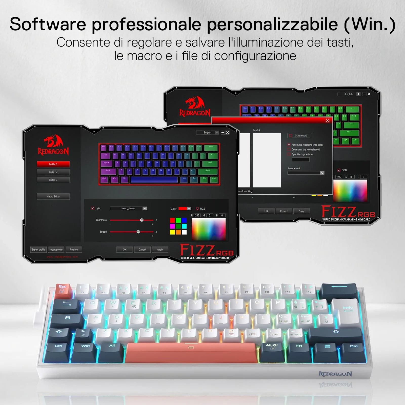 FIZZ K617 60% Tastiera Meccanica Gaming QWERTY – Bianco & Blu - Image 6